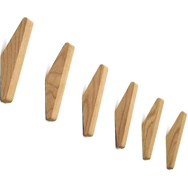 Sæt af 6 Trævægophængere, Trækroge, Vægkroge, Selvklæbende Kroge, Robuste Kroge, Til Ophængning af Frakker, Hatte, Charp