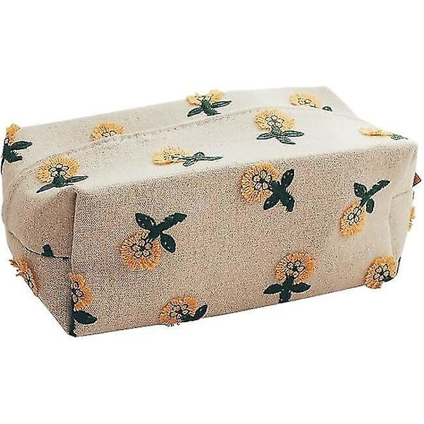 Vävnadslåda med blomsterbroderi