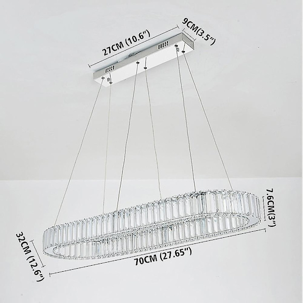 1-lampun 70 cm moderni kristalli LED-riipusvalaisin
