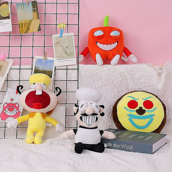 Kawaii Peppino Pizza Tower Plushie - Ihastuttava Anime-Pelihahmo Pehmolelu 4pcs