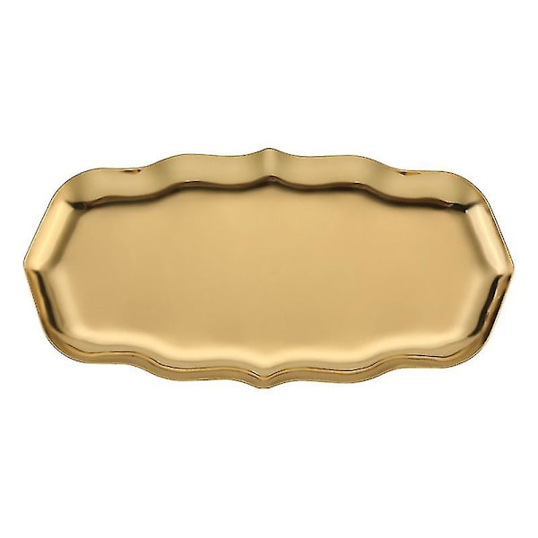2 stk Rustfritt Stål Håndklebrett Oppbevaringsbrett Tallerken, Oval Metall Oppbevaringsorganisatorbrett, Stor Kommode Smykker Armbånd Smykkeplate, De