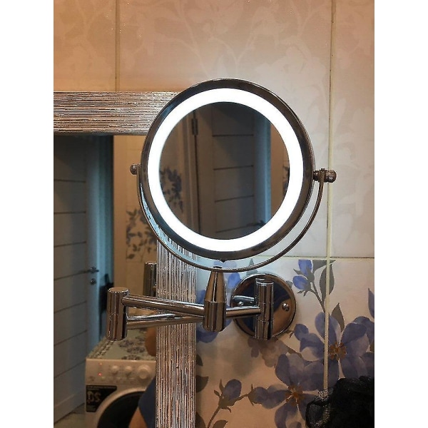 Forstørrelse LED Makeup Spejl Vægmonteret Justerbar