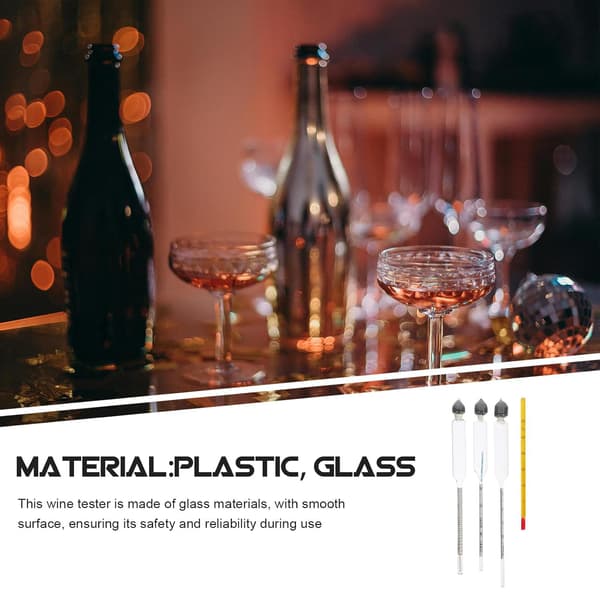Vin-hydrometer Glas Alkohol-hydrometer med termometer Bærbart Let at bruge Assorteret farve