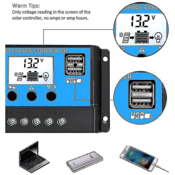 10A Laderegulering Solcellepanel Regulator 12V/24V