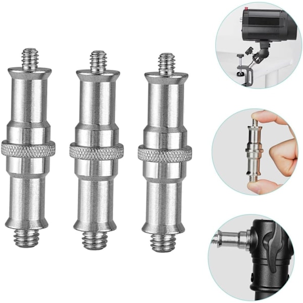 1/4 til 3/8 Adapter Gevindskrue Adapter Kit 3 stk. Studio Lysstativ Konverteringsskrue til Kameraudstyr