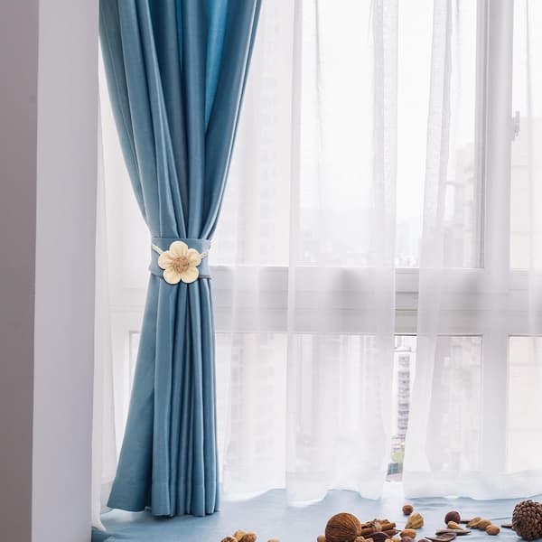 2 stk. gardinbindinger, magnetisk design, bomuld og hør, blomsterform