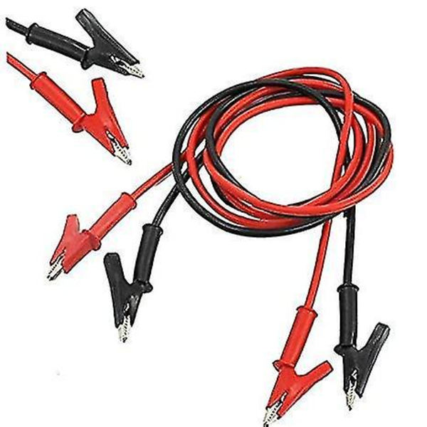 2 stk. Isoleret Alligator Klips Testprobe Ledningskabel 1m