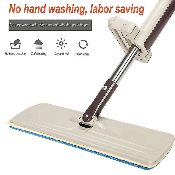 Lazy Håndvask-fri Flat Mop Enkeltsidet gulvvask