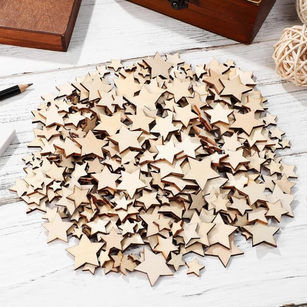 500 stk. tre stjerneassortiment 1 cm-3 cm uferdige håndverksstjerner til juledekorasjon