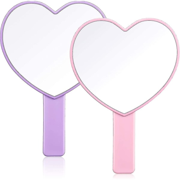 2 delar hjärtformade handhållna speglar Resesminkspeglar Mini sminkspegel