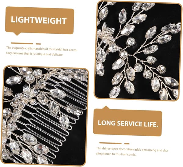 Brude Rhinestone Hodeplagg Bryllup Hårkam for Bruder Sidekam Detaljpynt