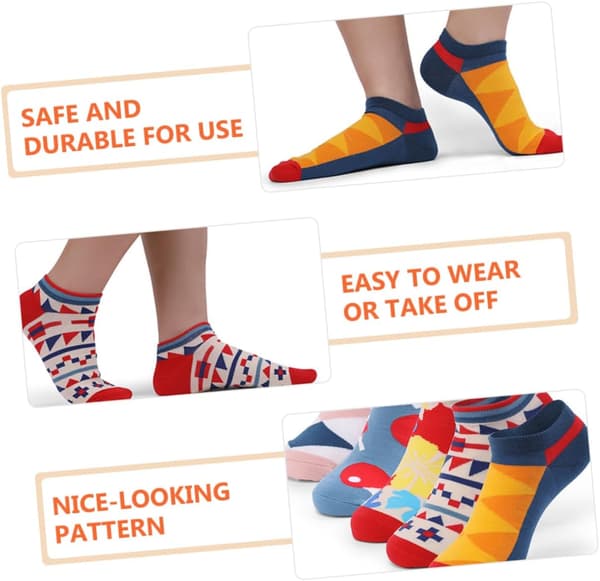 5 par ankelstrømper til kvinder, mode afslappede korte strømper, åndbar bomuld til kvinder og mænd