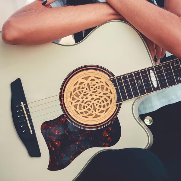 Ljudhålsskydd i trä för gitarr, ljuddämpare för gitarr, enkel att installera, dekorativ beige