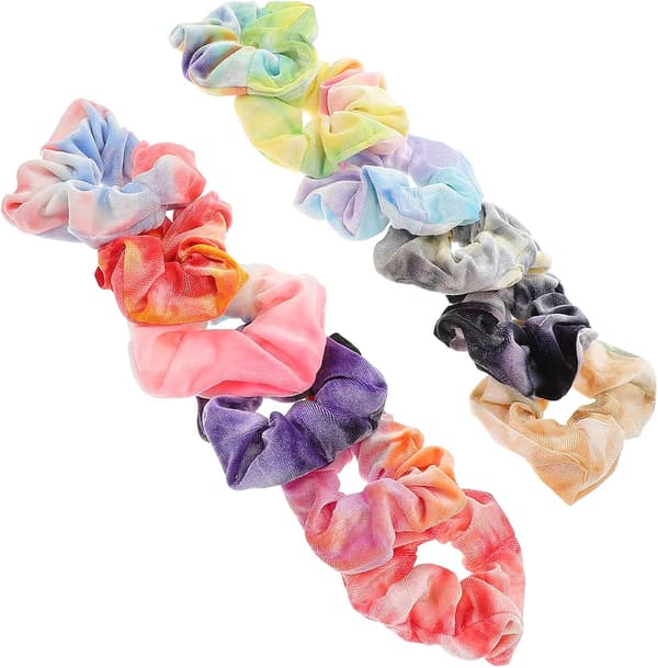 12 st mjuka scrunchies elastiska hårband färgglad gradientdesign tyg håraccessoarer