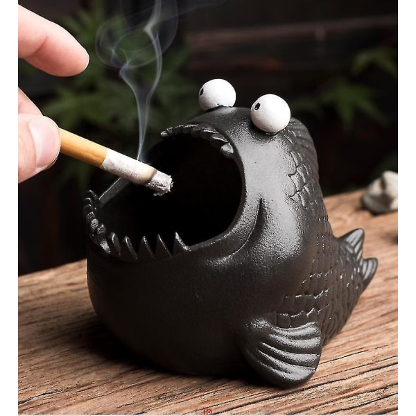 Kreativ søt dyr keramisk askebeger Piranha kontorinnredning