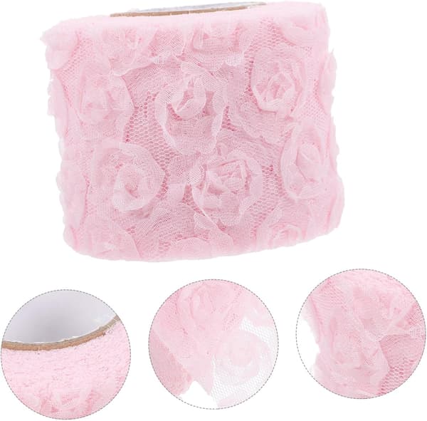 Brodert gasbindstoff for DIY-håndverk, delikat blomsterstofftilbehør