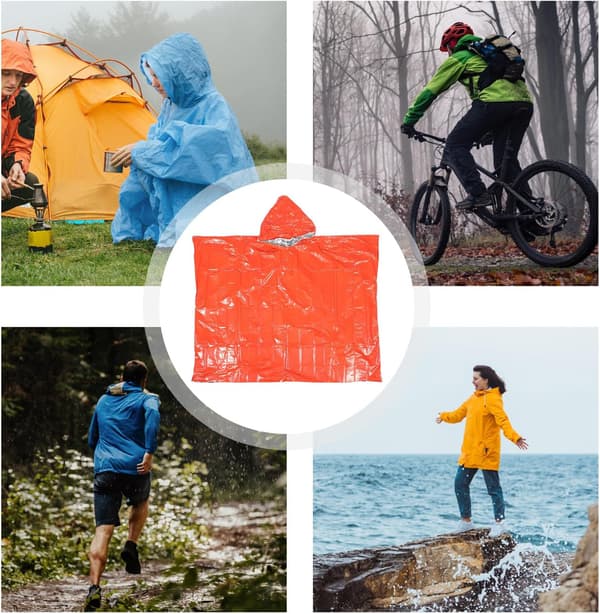 Oransje Nødregnponcho for Voksne med Refleksstriper