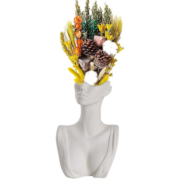 Blomster Vase Statue Ansigt Potte Buste Hoved Fødselsdag Hjem Kontor