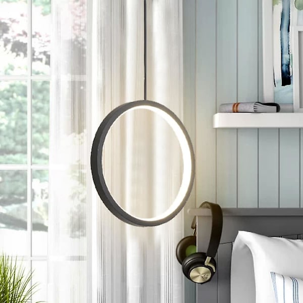 2 stk. 20 cm LED Hængende Lampe Cirkel Sengelampe Aluminium Ramme