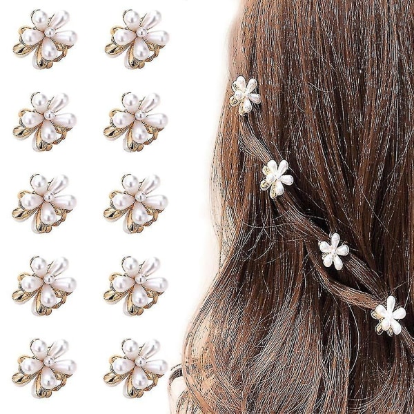 10st Mini Pearl hårspännen kvinnor flickor klipp
