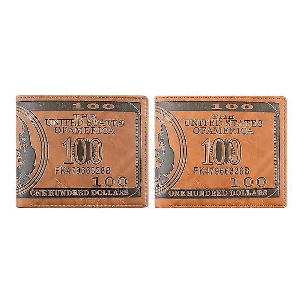 Us Dollar Bill Lommebok Brun PU Lær Todelt Kredittkort