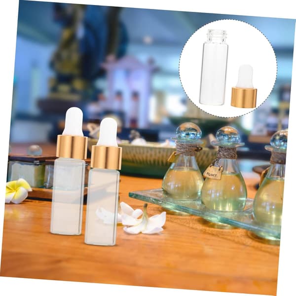 50 st 5 ml mini eteriska oljeflaskor flytande förpackningar för resetillbehör guldaccent