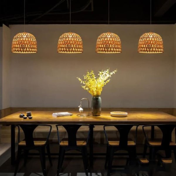 35 cm riippuvalaisin, lyhtydesign, LED-valo, puu-bambupinta