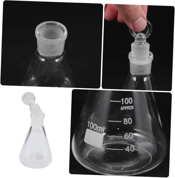 Erlenmeyerkolv i glas med solid glaspropp 100 ml kemilaboratorieglasvaror laboratoriekolv