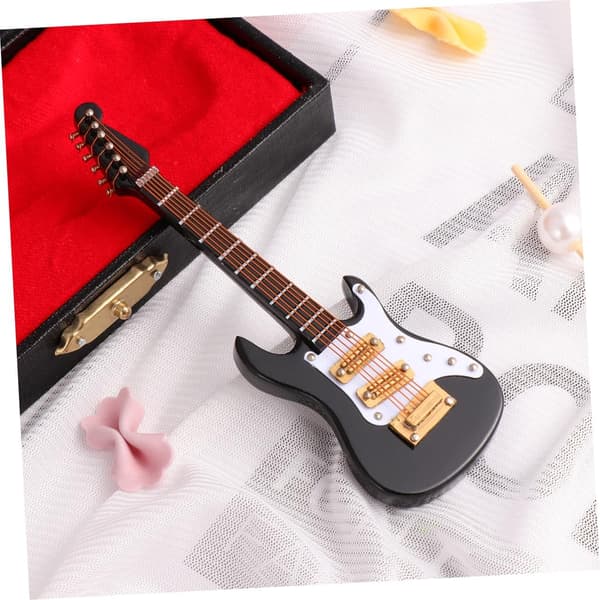Mini elektrisk gitar modell gitarpynt tre og plast miniatyr