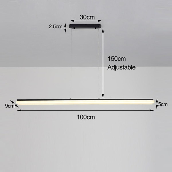LED Lineær Hengelampe Moderne Svart Gull 100cm Kontor