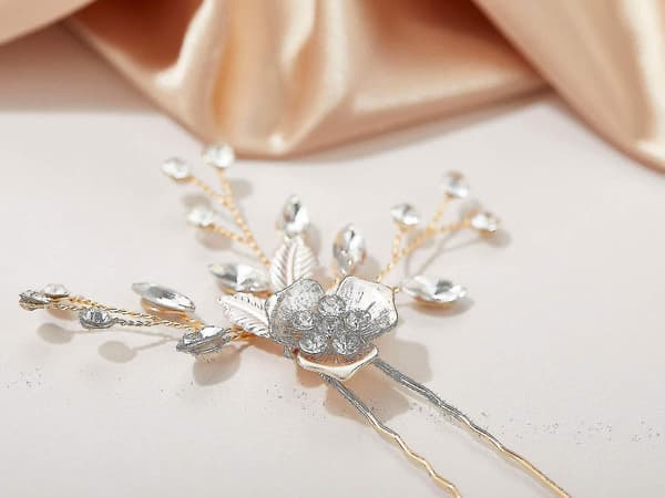 2 st Bröllops Hårnålar Brud Rhinestone Bröllopshårtillbehör Hårstycken För Brudar Brudtärna, Roséguld