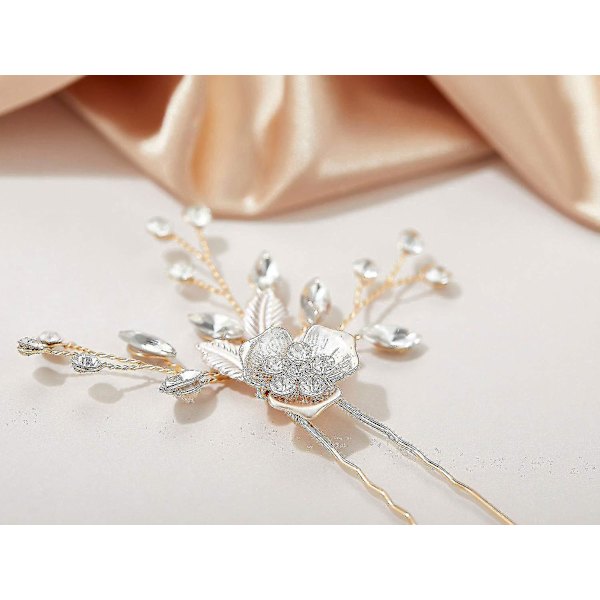 2 stk. Bryllupshårnåle Brud Rhinestone Bryllupshårtilbehør Hårstykker