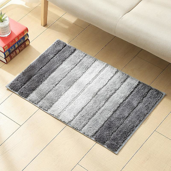 Chenille Badeværelsesmåtte, Absorberende, Skridsikker, Fløjlsblød Gradient gray 45*65CM
