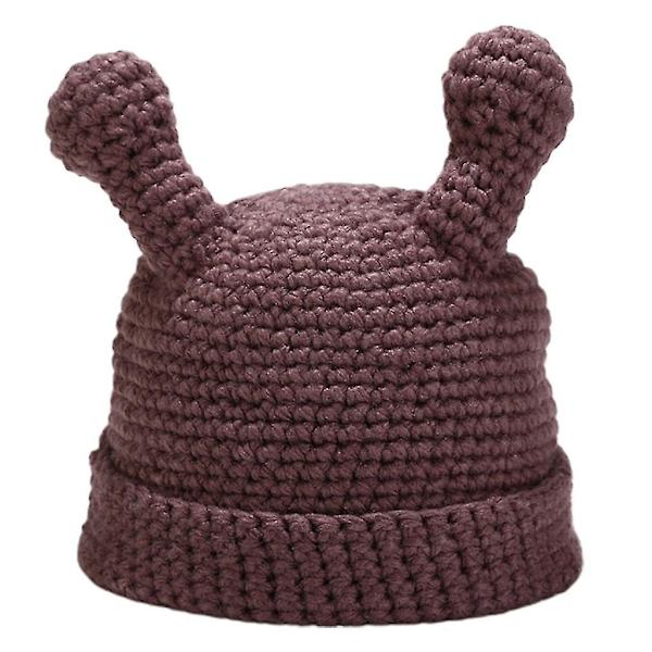 Naisten Talvi Käsityökoukuttu Beanie Hat Kiinteä Piirretty Tentacle Cuffed Skull Cap Purple