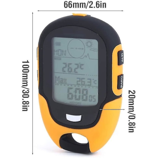 Bil Altimeter Barometer, GPS Digital Vandtæt Udendørs Højdemåler Forudgående Advarsel, Kompas Stopur Sports Altimeter-barometer
