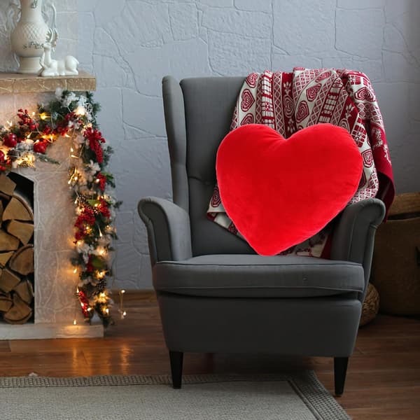 30 cm rød hjerteplysj pyntepute myk Valentinsdag pyntepute for sofa dekorasjon