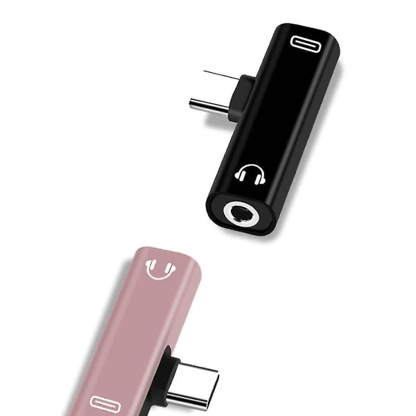 2 i 1 typ C till 3,5 mm-uttag Hörlursladdningskonverterare USB Type-c ljudadapter