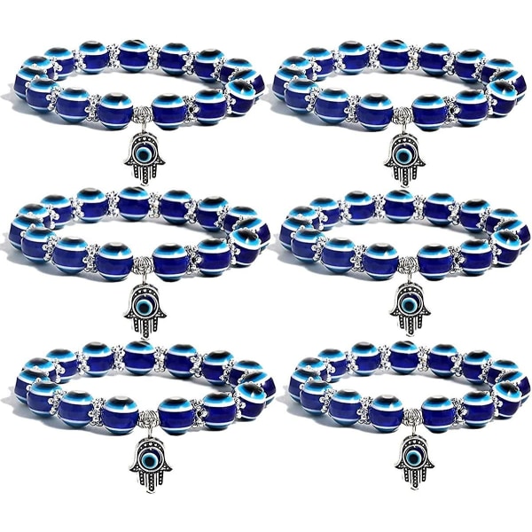 6 Pakker Perle Charm Stræk Armbånd Fatima Hånd Charm Perle Par Lmell