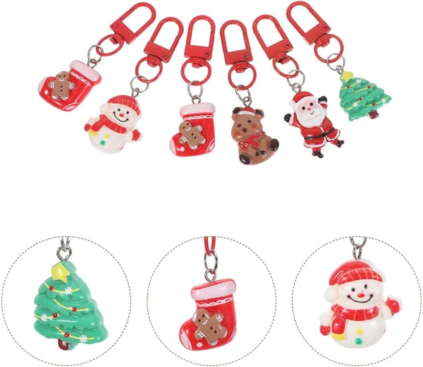 24 st julnyckelringar set ren tomte snögubbe träd pepparkaksgubbe hängande prydnader