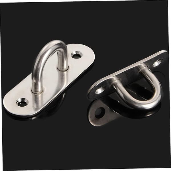 5mm Oval Pad Eye Platta Marin Spänne Fast Platta Säte Rep Drag Ring Dörr Spänne Metall Häftklammer Ringkrok Med 2 Hål Silver 4st
