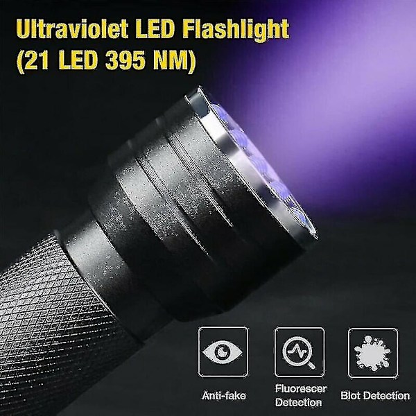 LED UV-musta valo taskulamppu - UV-musta valo taskulamppu - Ultraviolettilamppu 21 LEDillä