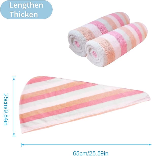 Hårhåndklæde Turban Wrap 2 Pak Microfiber Hurtigtørrende Hårhåndklæde Wrap