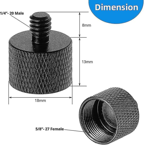 4 stk. Mikrofonstativadapter 5/8 tommer-27 Hun til 1/4 tommer-20 Han til Kamera