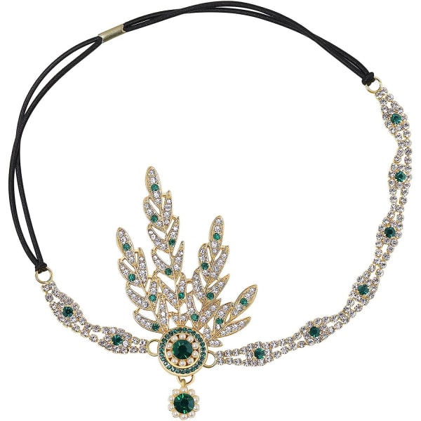 Art Deco 1920'er Flapper Great Gatsby Inspired Leaf Medallion Pearl Headpiece Pandebånd