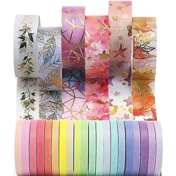 26 ruller Washi Tapes Blomster Dekorativ Farvet Maskering Scrapbog