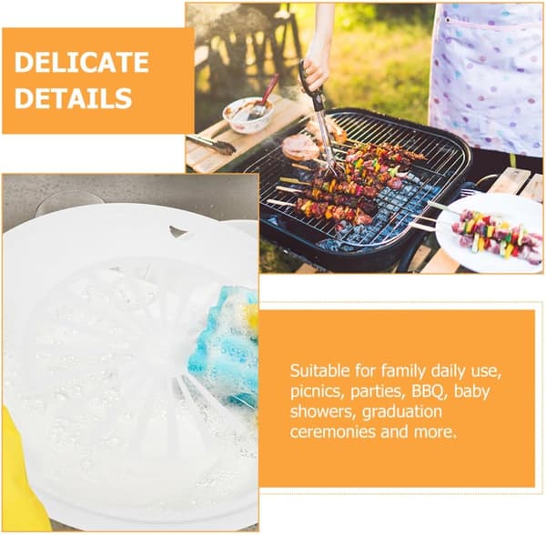 6 stk. hule grillplater Ergonomisk design Sterkt og solid ABS-materiale Hvite festmiddagstallerkener
