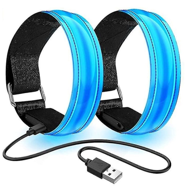 Led-armbånd genopladeligt, 2 stk lysende armbånd usb reflekterende tape reflekterende bånd