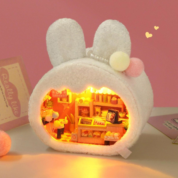 DIY LED-valaistut Puu-eläin Miniatyyri Talot Rakennussarjat Leikkikalut