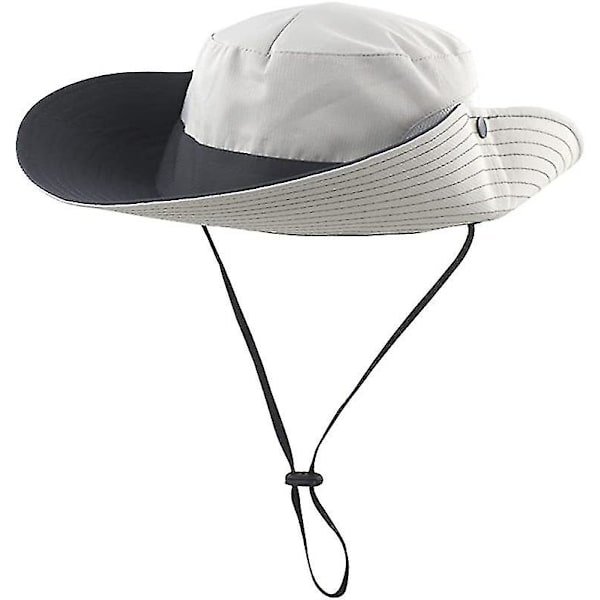 Sommerhatt for kvinner med bred brem, UV-beskyttelse for utendørs, strand, fiske, fotturer Beige