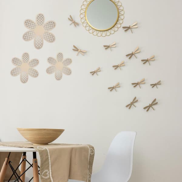 Trævægkunstpanel Vægblomstindretning Khaki Blomsterform Rustik Moderne Stil Træmateriale